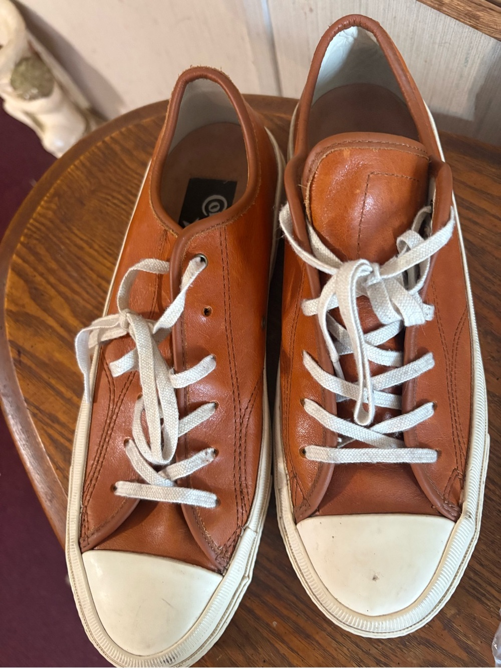Converse Men's Leather Low-Top Sneakers in Brown with White Accents